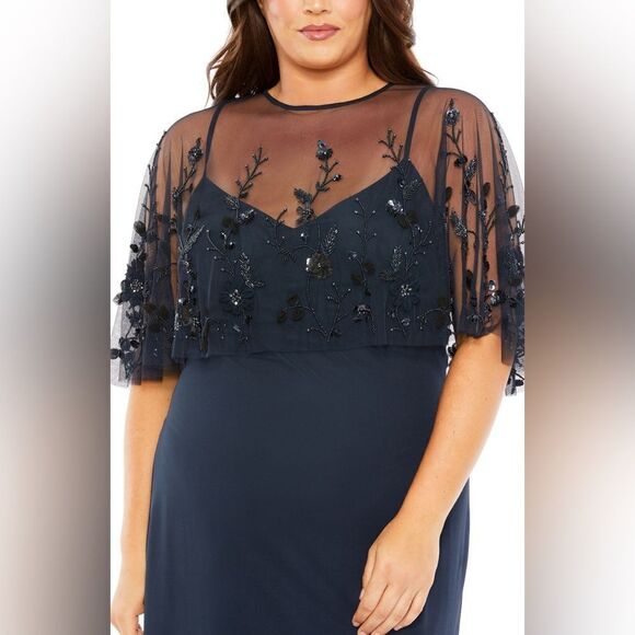 Mac Duggal NWT Plus Size Sleeveless Gown in Midnight Blue Size 20W - Picture 3 of 3